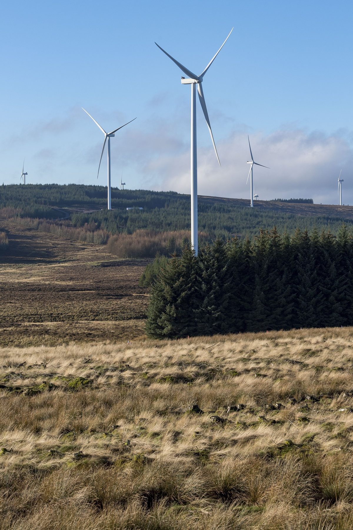 Onshore wind farm on remote UK upland moorland